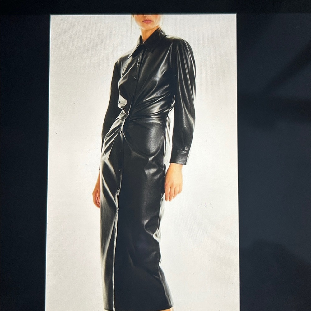 Zara Faux Leather Dress. - Picture 3 of 9